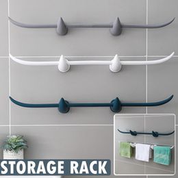 Towel Racks Plastic Rack Wall Mounted Punch-Free Clothes Hanging Storage Holder For Home Bathroom Kitchen Organizer Shelves