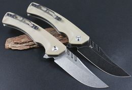 On Sale!! Flipper Folding Knife D2 Stone Wash Blade Sand G10 + Stainless Steel Handle Ball Bearing Fast Open EDC Pocket Knives