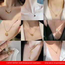 Pendant Necklaces Titanium Steel Necklace Female Clavicle Chain Fashion Goth Butterfly Gothic Kawaii Jewellery Letter