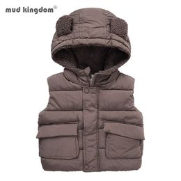 Mudkingdom meninos meninas colete jaquetas moda orelha encapuçado ocasional outerwear inverno crianças casacos 210615