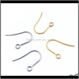 Earring Back & Components 100Pcs Wholesale Stainless Steel Gold Sier Color Hooks Findings Fittings Diy Earrings Base Part Jewelry Making Aes