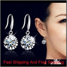 Silver Earrings For Women Gemstone Big Long Dangle Geometric Drop Earrings Cubic Zirconia Statement Crystal Earrings Cuduy