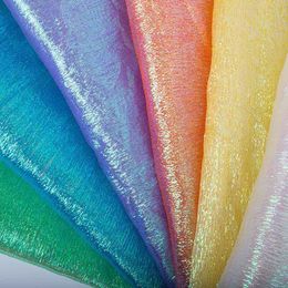 100X120CM Iridescent Wrinkle Tablecloth With Colourful Tulle Shining Rough Fabric For Costumes Wedding Mermaid Birthday Party Decoration Supplies