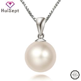 HuiSept Collana di perle Ciondolo gioielli in argento 925 per donne Accessori regalo per feste di fidanzamento e matrimonio Goccia intera