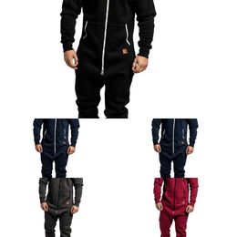 Jumpsuit Men Pyjamas For Men Onesie Adults Winter Homebre Splicing Casual Hoodie Print Zipper Print Sleepwear Hooded Jumpsuits X0610