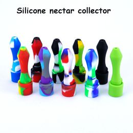 oil concentrate water pipes UK - Smoking 10mm Silicone Nectar Collector Mini Water Pipes with titanium Tips Quartz Nails Concentrate Dab Straw Bong oil Rig