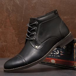 Handcraft Retro Men Leather Boots 2021 New Autumn Men Shoes Big Size 38 46 Casual British Basic Men Western Boots