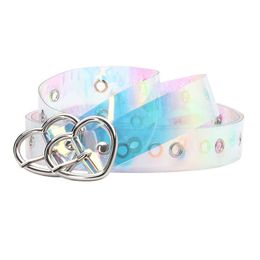 104cm*2.8cm Metal Heart Shape Buckle Ladies Belt Simple Versatile Waistband Fashion Colorful Transparent Plastic Band Women G1026