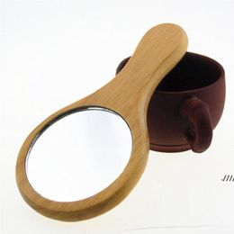 newRound Mini Wooden Mirror Eco Friendly Opp Packaging Cosmetic Mirrors Originality Lovely Reusable Hot Selling EWF5964