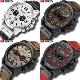 CURREN Top Luxury Brand Men's Military Waterproof Leather Sport Quartz Watches Chronograph Date Fashion Casual Men's Clock 8314 X0625