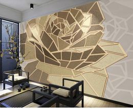 Modern living style wallpaper geometric atmosphere rose wallpapers light luxury golden embossed line background wall