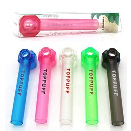 Top Pastic Toppuff Mini Pipes Colourful Smoking Hand Pipe Straight Tube Pyrex Oil Burner Smoke Bubbler For Tobacco Smoking AC101