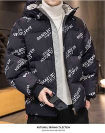 Piumino d'anatra bianco invernale moda uomo versione coreana della tendenza di ispessimento giacca corta lucida casual gioventù stand-up c G1108