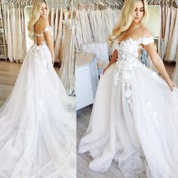 Vestido De Noiva Off shoulder A line Wedding Dresses Appliqued Bride Gowns