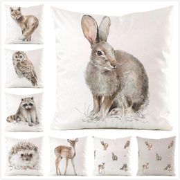 Cushion/Decorative Pillow 45cm*45cm **Sketch Animal** Inimitated Silk Fabric Throw Covers Couch Cushion Cover Home Decorative Pillows