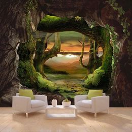 Custom 3D Photo Wallpaper Cave Stone Primitive Forest Large Mural Living Room Bedroom Wall Decor Waterproof