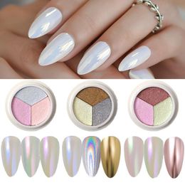 nails with sparkle Canada - Nail Glitter 3 In 1 Solid Powder Pearl Sparkle Dust Mirror Pigment Iridescent For UV Gel Polish Decorations