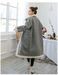 Women's Leather & Faux Korea 2021 Winter Women Sheepskin Suede Coat Thick Flocking Wool Long Coats Plus Size Outerwear