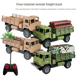 Children's Four-Way Wireless Remote Control Military Truck Model Detachable Tent Car with Light Boy Toy Car