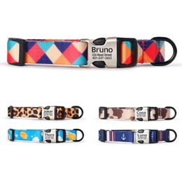 Personalized Dog Collar Nylon Pet Dog Tag Collar Custom Puppy Cat Nameplate ID Collars For Small Medium Large Dogs Engraved Y200922