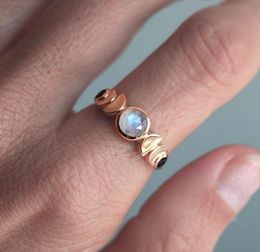 moon cycles UK - Wedding Rings Moon Phase Ring Cycle Ladies Imitate Moonstone Crystal Retro Silver Color Celestial Jewelry