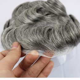 2021 hochwertiges, dünnes Haut-Toupet für Männer, Herren-Haarteile, Ersatzsystem, 1B65 Farbe, menschliches Haar, Herren-Perücke, modisch, lässig