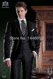 Classic Two Buttons Groom Wedding Notch Lapel Men Muits Mens Wedding Suits Tuxedo Costumes De Pour Hommes Men(Jacket+Pants+Tie+Vest) W723