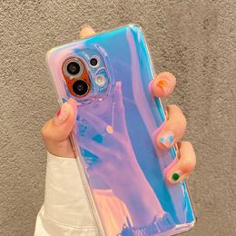 Laser Rainbow Cases For Xiaomi Redmi Mi Note 11Pro 10Pro 9 10 11T Pro 11 Lite Soft Clear Cover