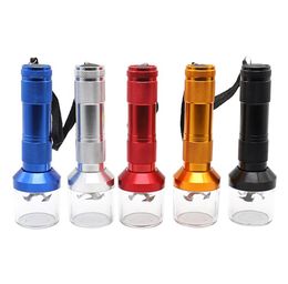 Aluminum Electric Tobacco Grinder Crusher Herb Smoke Grinders Flashlight Pollen Cigarett Alloy Metal Handheld Chopper 5 Colors SN3225