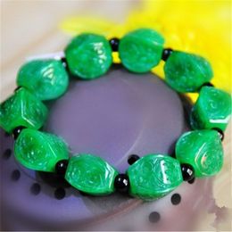 real jade bracelet mens UK - Natural jadeite bracelets bangle real jade beads bracelet for men or women jade gift green jade bangle 17*14mm