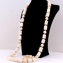 Earrings & Necklace 4Ujewelry 43 Inches African Coral Beads Nigerian Wedding Sets For Men Long Design With Wood Balls