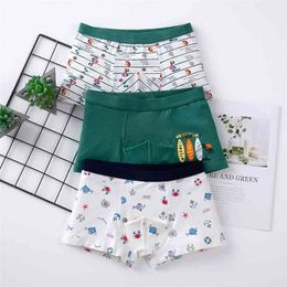 Children's Underwear Baby Cotton Briefs Cartoon Print Underpants 6 8 10 12 14 Years Striped Toddler Panties Boys 3pcslot 210622