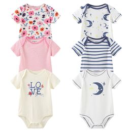 Baby Girl Clothes Bodysuit Boy Newborn Short Sleeve Infantil Toddler Costume Cotton Ropa Body Bebe Fille Naissance Outfit Gemeo 210317