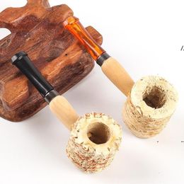 New Natural Corn Cob Portable Tobacco Smoking Tube Innovative Design Mouthpiece Holder Pipe High Quality Hand Pipe Handmade Pipes EWF7538