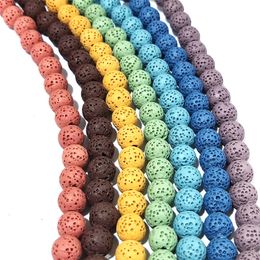 7pcs/set 8mm Seven Chakras Colorful Lava stone Loose Beads Charms Beaded DIY Bracelet Necklace Jewelry Making Accessories