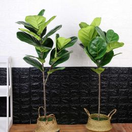 113cm Large Artificial Ficus Tree Fake Rubber Plants Plastic Tropical Tree Leaves Palm Foliage for Indoor Home Large Decoraion 210624
