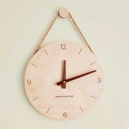 Wall Clock Wooden Nordic Japanese Creative Clocks Home Living Room Clock Decoration Creative Gifts for home decoration 210724