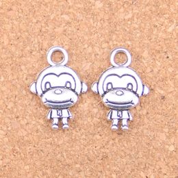 80pcs Antique Silver Plated Bronze Plated double sides monkey Charms Pendant DIY Necklace Bracelet Bangle Findings 15*27mm