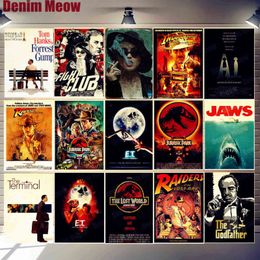 Movie Posters Film Plaque Vintage Metal Tin Signs Cafe Bar Cinema Decor E.T. JAWS Jurassic Park Retro Painting Wall Sticker N311 H1110