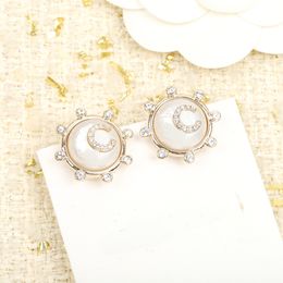 Luxury quality Charm small round shape stud earring in two Colours plated for women wedding Jewellery gift have box stamp PS7521