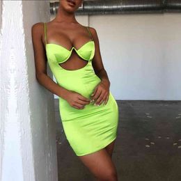New1 Night Satin Tight Women Sexy Cut-out Neon Summer Dress Woman Ladies Party Bodycon