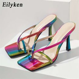 Eilyken Color Women Slipper Summer Outdoor Sandal High Heel Slip On Flip Flops Slides size 41 42 210928