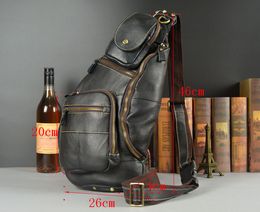 Men Genuine Leather Chest Bag Male Cowhide Fanny Packs Travel Fashion Sling Cross Body Messenger Shoulder