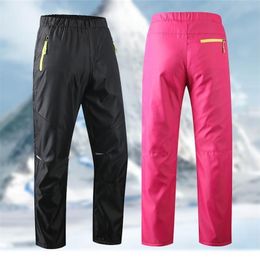 Girls Boys Waterproof Windproof Ski Pants Autumn Winter Warm Snow Children Outdoor Pants Polar Fleece Trousers 210303