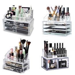 Makeup Organiser Cosmetic Storage Box Transparent Plastic Organizador Acrylic Desktop Jewellery Bathroom Multifunctional 211102