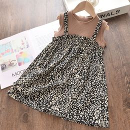 Menoea Girls Leopard Dress 2021 Summer New Arrivals Children Sleeveless Cotton Dresses Pattern Children Sstrap Clothes 3-7Years 210317