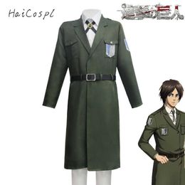 New Attack on the Titan Cosplay Costume Green Cloak Investigation Corps Full Set of Cos Allen Uniforms Army Green Long Coat Y0903