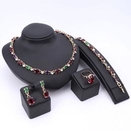 Sets African Beads Jewelry Sets For Women Crystal Zircon Pendents Party Necklace Earring Bracelet Bridal Ring Wedding Jewelry Sets