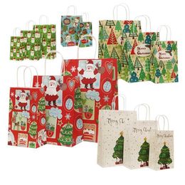 10 Pcs/lot 27*21*11cm Christmas Paper Bag Decoration Paper Gift Bag For Christmas Event Party With Handles Lovely Paper Bags 211014