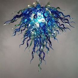 Lamp Briliant Cobalt Blue and Green Colour Chandeliers Lamps LED Bulbs Style Flush Mounted Handmade Blown Glass Chandelier